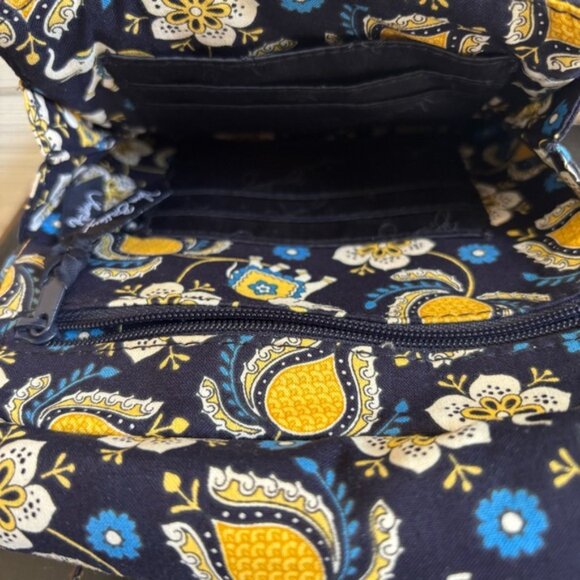 VERA BRADLEY ELLIE BLUE Little Hipster Crossbody Purse Elephant Navy Yellow - Picture 7 of 16